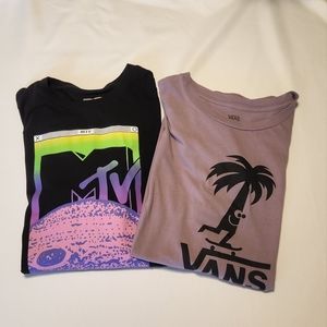 2 Shirts - Vans Short Sleeve and MTV Long Sleeve Shirts Unisex Size L
